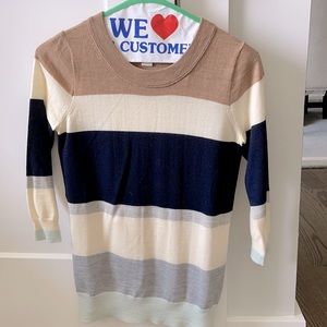 J Crew Stripe Merino Wool 3/4 sleeve - EUC
